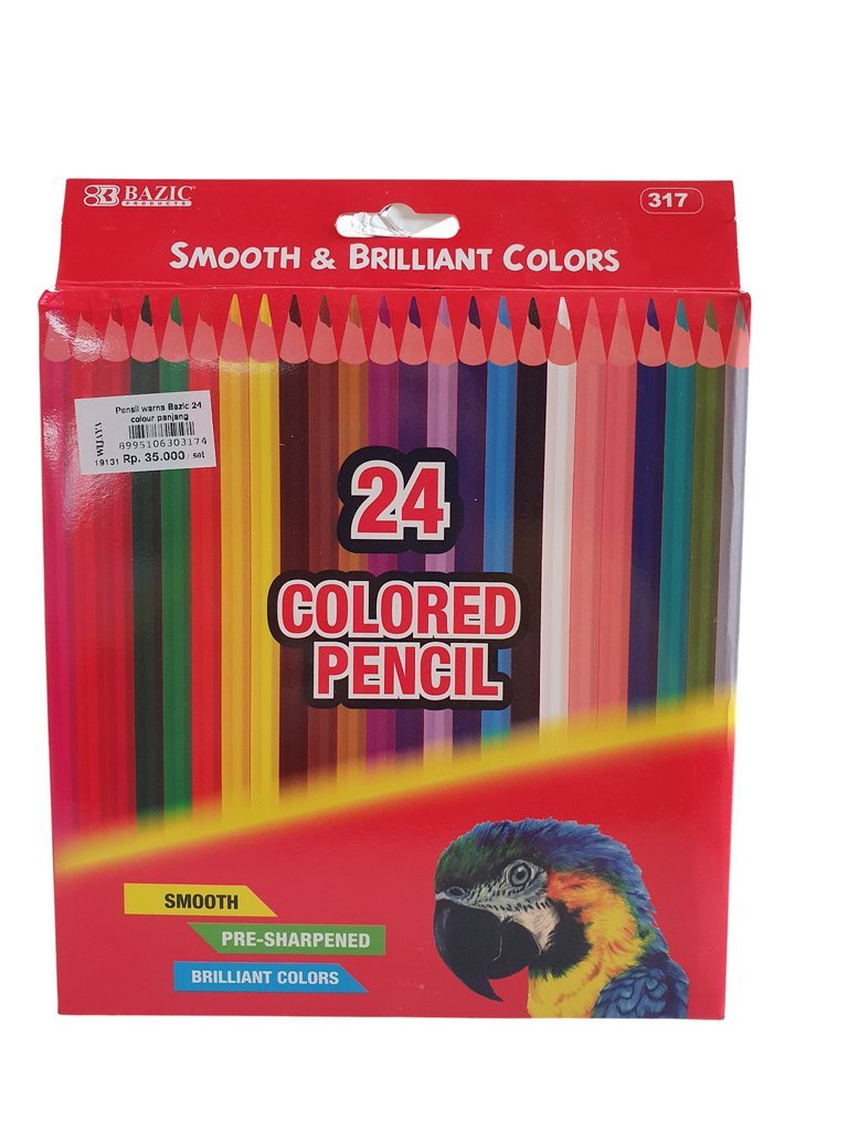 Pensil warna Bazic 24 colour panjang